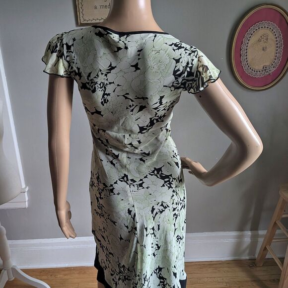 Vintage Y2K Speechless Wrap Dress Green Floral Midi Bow Summer Jrs Size 7 - Picture 11 of 12